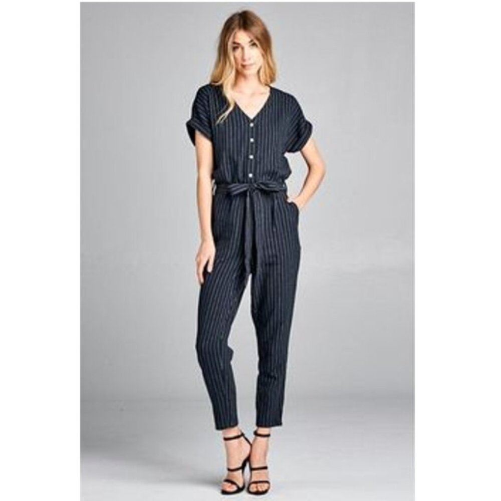 Art + Ephect Bohme Black Pinstripe Jumpsuit - Large